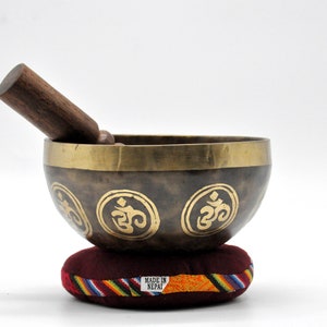 Om Carved Tibetan Singing Bowl (6.5 inch) - Chakra Healing & Meditation