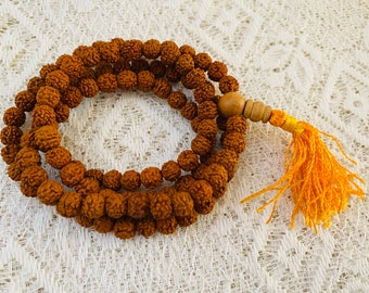 Rudraksha Mala-Prayer beads-108 Beads,japamala-Handmade in Nepal-Blessed by Monk-Mala for pray-Religious mala