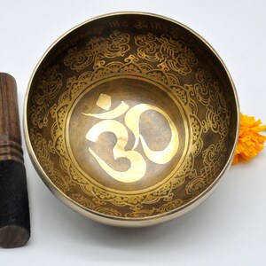 7 Chakra Carved Singing Bowl: 6-inch Blessed Sound Healing Bowl