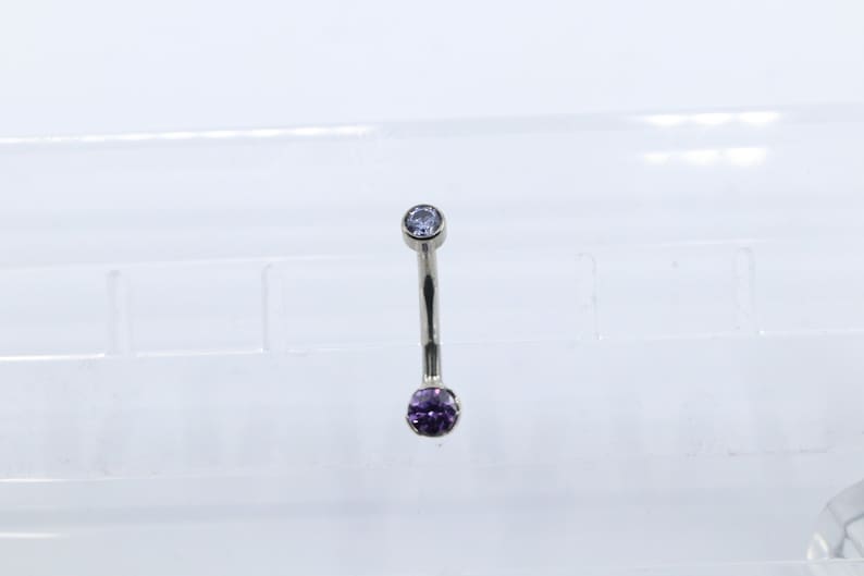 Internally Threaded Amethyst Mini Prong Navel Belly Button Jewelry