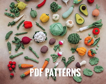 ALL VEGETABLES crochet patterns PDF - Amigurumi Food Crochet Food Pattern Market Bag Vegetables Pretend Play Patterns Farmers Market Crochet