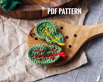 BEET GREENS Crochet Pattern PDF - Amigurumi greens pattern. Crochet vegetables patterns. Crochet Play Food Patterns. Play food pattern