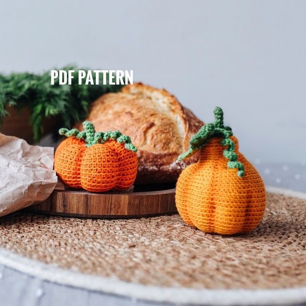 PUMPKIN Crochet Pattern pdf -  Amigurumi pumpkin. Crochet pumpkin pattern. Crochet vegetables Patterns. Crochet Play Food. Amigurumi veggies