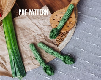 ASPARAGUS crochet pattern PDF - Amigurumi asparagus spears. Farmers market vegetables patterns.