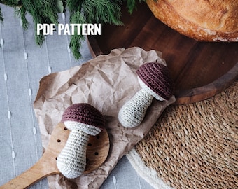 PORCINI MUSHROOM Crochet Pattern PDF - Amigurumi Farmers market toy diy