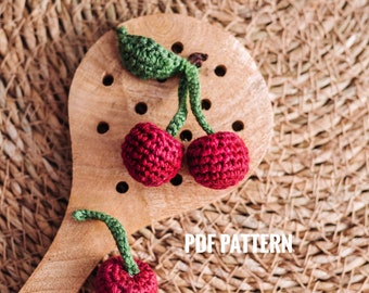 CHERRY crochet pattern PDF - Amigurumi cherry pattern. Crochet cherry pattern. Food crochet pattern. Crochet fruit pattern Crochet play food
