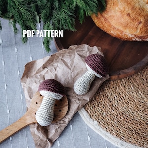 PORCINI MUSHROOM Crochet Pattern -  Amigurumi mushroom crochet pattern. Play food Mushroom.  Crochet mushroom pattern. Food crochet pattern