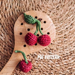 CHERRY crochet pattern PDF - Amigurumi cherry pattern. Crochet cherry pattern. Food crochet pattern. Crochet fruit pattern Crochet play food
