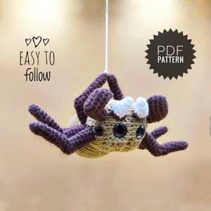 SPIDER Pattern PDF - Gothic Crochet Jumping Spider Halloween Amigurumi Hanging Spider Amigurumi Pattern Halloween Decor Crochet Spider