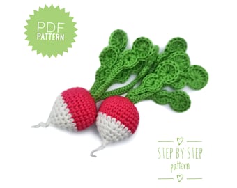 RADISH Crochet Pattern PDF - Food Pattern Amigurumi Food Play Food Pattern Crochet Vegetables Farmers Market Amigurumi Toy Patterns