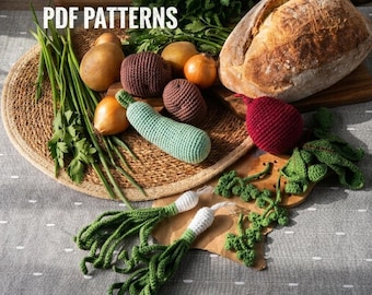 No Sew FARMERS MARKET Amigurumi PDF Bundle 5-in-1. Vegetable Crochet Patterns