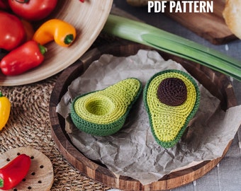 AVOCADO crochet pattern PDF - Crochet avocado pattern. Amigurumi avocado pattern. Play food pattern. Crochet food pattern. Cute amigurumi