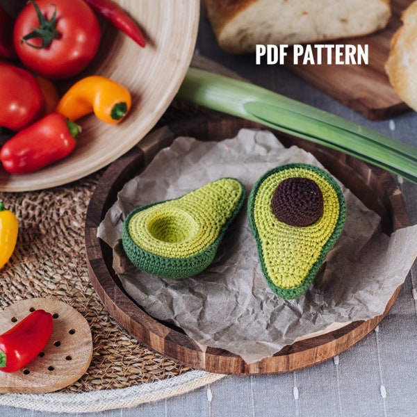 AVOCADO crochet pattern PDF - Crochet avocado pattern. Amigurumi avocado pattern. Play food pattern. Crochet food pattern. Cute amigurumi