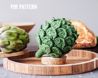 ARTICHOKE Crochet Pattern PDF - Amigurumi artichoke pattern. Crochet vegetables patterns. Play food crochet pattern. Food crochet pattern