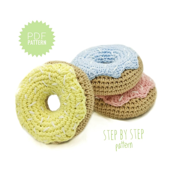 DONUT crochet pattern PDF - Amigurumi doughnut pattern. Sweets crochet pattern. Crochet donut play food pattern. Food crochet pattern