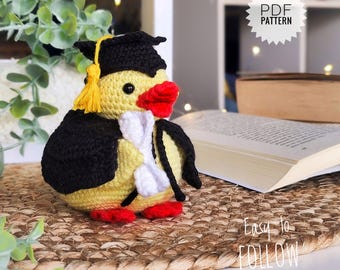 GRADUATION RUBBER DUCK Häkelanleitung pdf - Amigurumi Duck. Gummiente gehäkelt. Vogel Spielzeug Tutorial. Häkelanleitung. Abschlussgeschenk diy