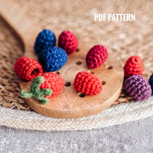 RASPBERRY & BLACKBERRY Crochet patterns PDF- Amigurumi raspberry crochet pattern. Crochet berries patterns. Crochet fruits pattern Play food