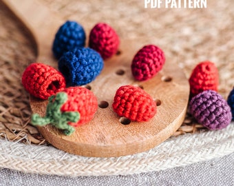 RASPBERRY & BLACKBERRY Crochet patterns PDF- Amigurumi raspberry crochet pattern. Crochet berries patterns. Crochet fruits pattern Play food