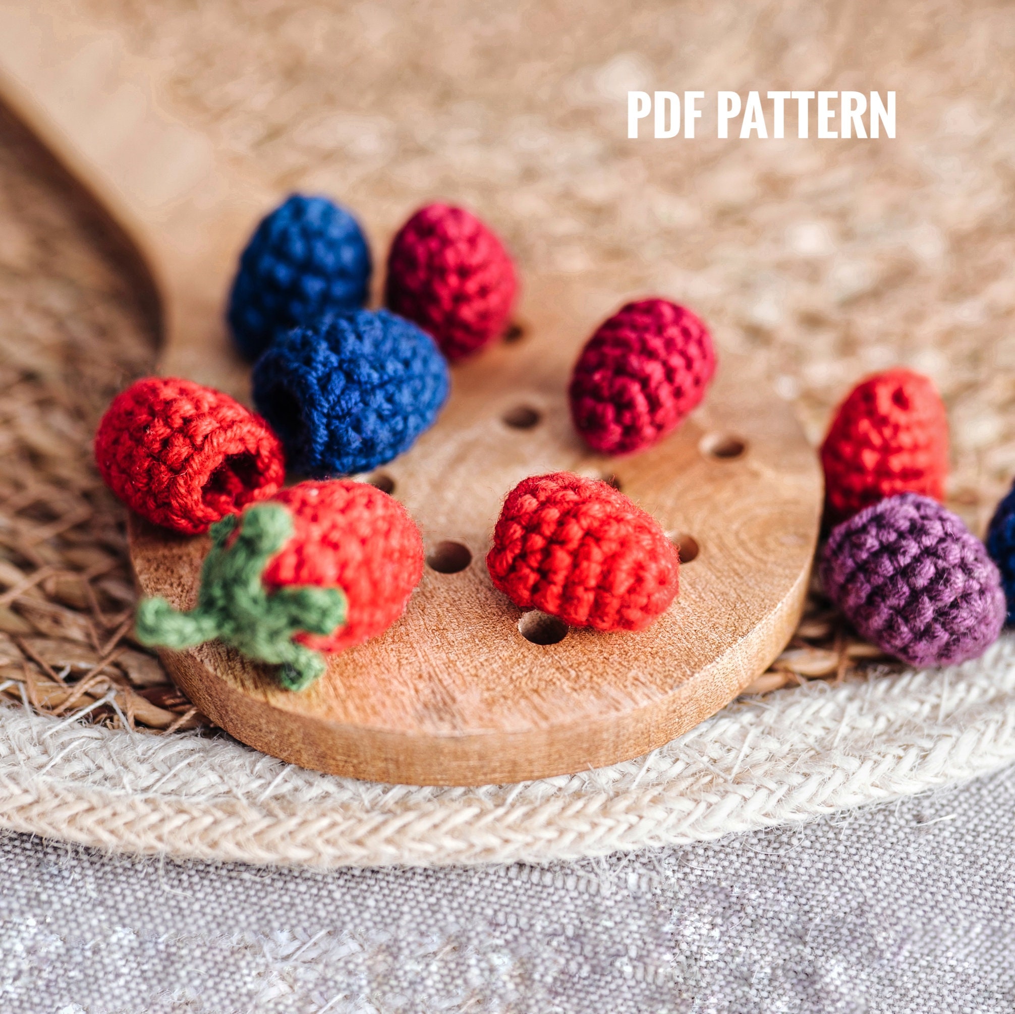 Mini Crochet Raspberry RASPBERRY & BLACKBERRY Crochet Patterns PDF- Amigurumi Raspberry ...