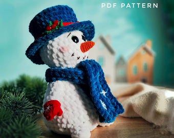 Wzór szydełkowy SNOWMAN PDF - Łatwy wzór szydełkowy Chunky Plush Yarn Snowman. Przyjazny dla początkujących Amigurumi Christmas Decor PDF.