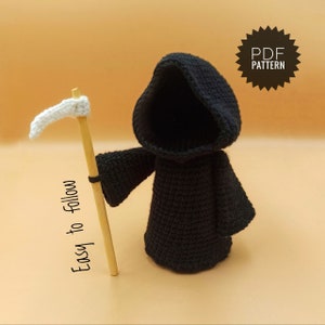 Patrón de juguete amigurumi GRIM REAPER PDF - Gótico Crochet Halloween Amigurumi Jack Skellington Patrón Halloween Muñeca Horror Crochet Calavera