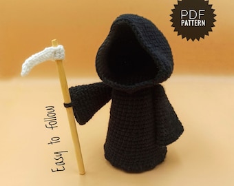 GRIM REAPER amigurumi toy pattern PDF - Gothic Crochet Halloween Amigurumi Jack Skellington Pattern Halloween Doll Horror Crochet Skull