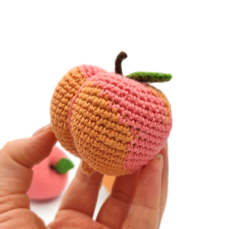 PEACH Crochet Pattern PDF - Easy Amigurumi PDF Play Kitchen Food Play Crochet Keychain Tutorial Fruit Pattern Crochet Fruit Play Food