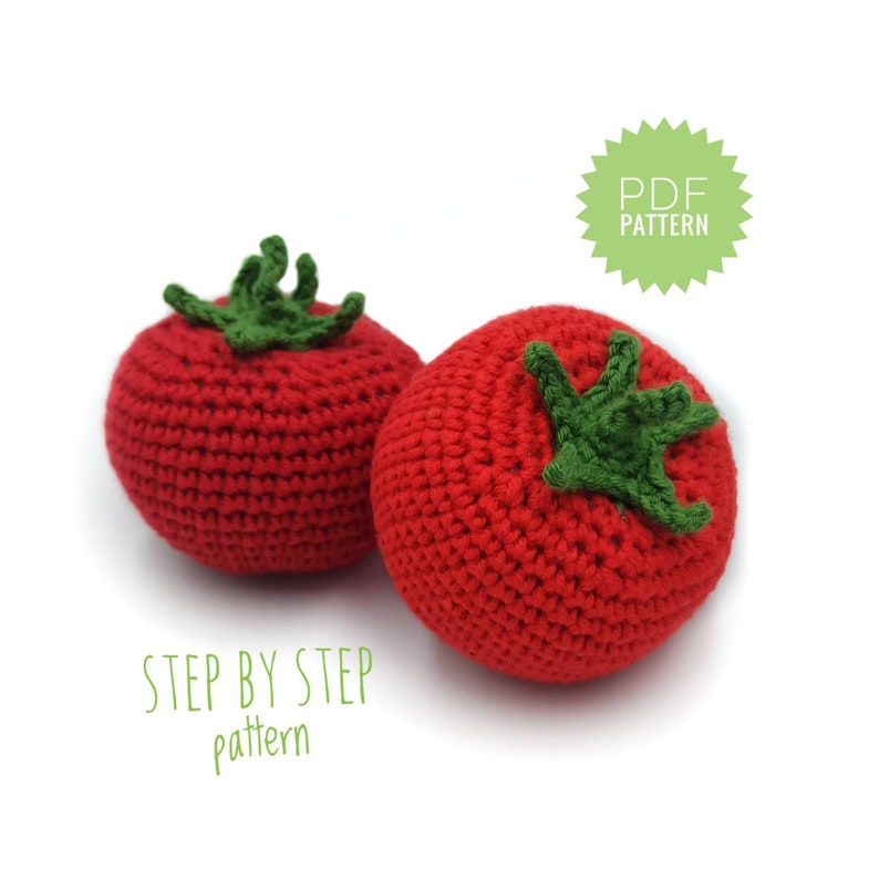 TOMATO Crochet Pattern PDF Amigurumi TOMATO pattern How to make a crochet tomato Play Food Tomato. Crochet vegetable pattern Play kitchen image 4