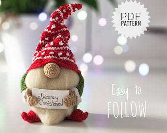 GNOMO NAVIDEÑO Patrón de crochet PDF - Gnomo navideño Gnomo de invierno Patrón de crochet navideño Gnomo escandinavo Patrón de amigurumi Crochet navideño