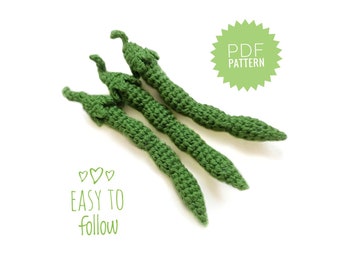 GREEN BEANS Häkelanleitung PDF - Montessori Baby Spielzeug Crochet Food Pattern Amigurumi Food Gemüse Amigurumi Pattern Farmers Market