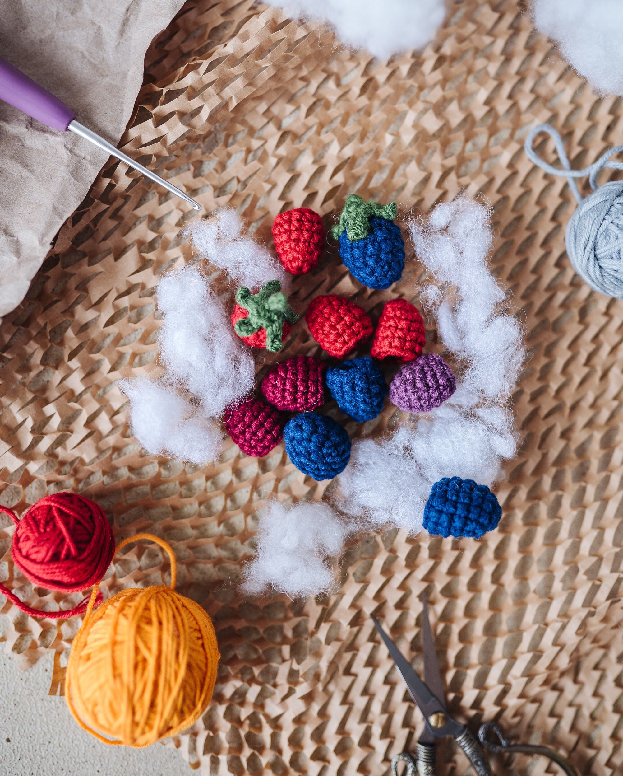 Mini Crochet Raspberry RASPBERRY & BLACKBERRY Crochet Patterns PDF- Amigurumi Raspberry ...
