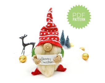 GNOMO NAVIDEÑO Patrón de crochet PDF - Gnomo navideño amigurumi de crochet. Patrón de gnomo de invierno de crochet. Patrón de gnomo de crochet escandinavo