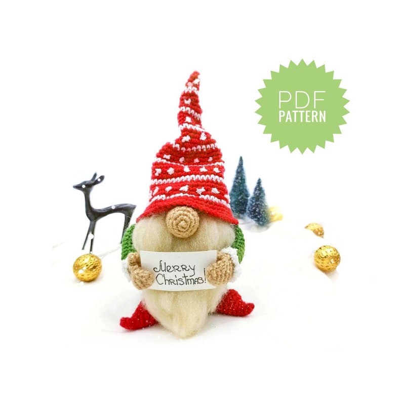 CHRISTMAS GNOME Crochet pattern PDF - Holiday Gnome Winter Gnome Xmas Crochet Pattern Scandinavian Gnome Amigurumi Pattern Christmas Crochet