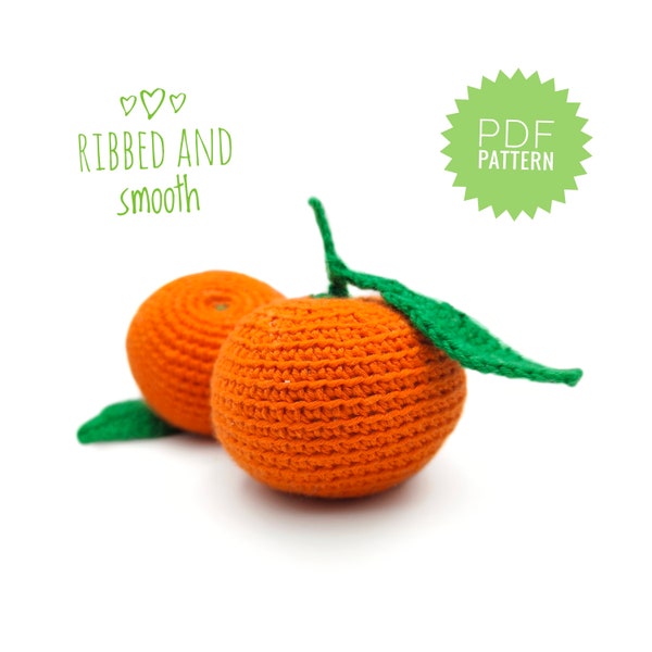CLEMENTINE crochet pattern PDF - Amigurumi Mandarin pattern. Crochet fruits patterns. Food crochet pattern. Crochet play food tangerine