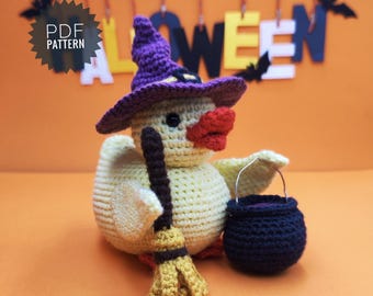 WITCH DUCK Crochet Pattern - Amigurumi Halloween Decor. Rubber Duck Crochet Pattern. Cute Ghost Halloween Amigurumi. Amigurumi duck pattern