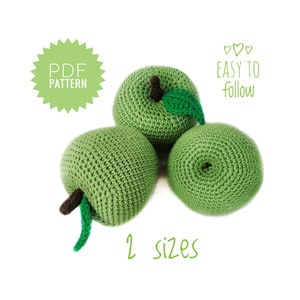 APPLE crochet pattern  PDF - Amigurumi apple pattern. Crochet apple pattern. Crochet fruit pattern. Food crochet pattern. Play food apple