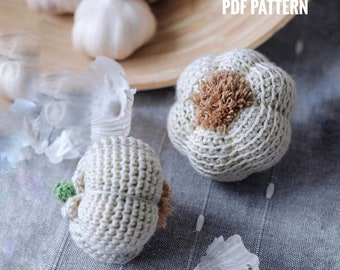 Patrón de ajo en PDF - Patrón de ajo para amigurumi. Patrón de ajo para juguete de cocina. Cómo hacer un ajo a crochet. Ajo de cocina.