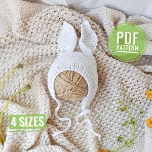 Baby bonnet knitting pattern PDF.  Size Newborn - child included Easy Knitting easter bonnet
