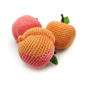 PEACH Crochet Pattern PDF - Easy Amigurumi PDF Play Kitchen Food Play Crochet Keychain Tutorial Fruit Pattern Crochet Fruit Play Food