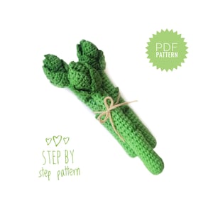 ASPARAGUS crochet pattern PDF - Montessori Toys Baby Food Crochet Pattern Pretend Food Crochet Vegetables Play Food for Kids Asparagus