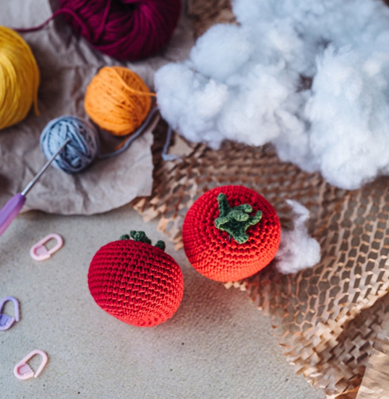 TOMATO Crochet Pattern PDF Amigurumi TOMATO pattern How to make a crochet tomato Play Food Tomato. Crochet vegetable pattern Play kitchen image 3