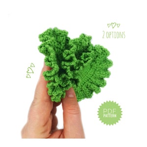 Puede incluir: Lechuga de crochet verde con bordes ondulados. El patrón de crochet está disponible para descargar en PDF. 2 OPCIONES.