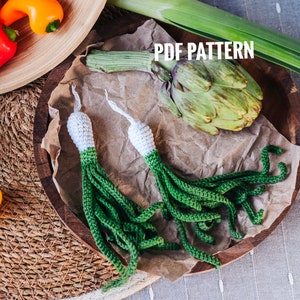 SPRING ONION Crochet Pattern PDF - Scallion Crochet Pattern. Amigurumi Scallion pattern. Food Amigurumi Pattern. Food Crochet Pattern onion.