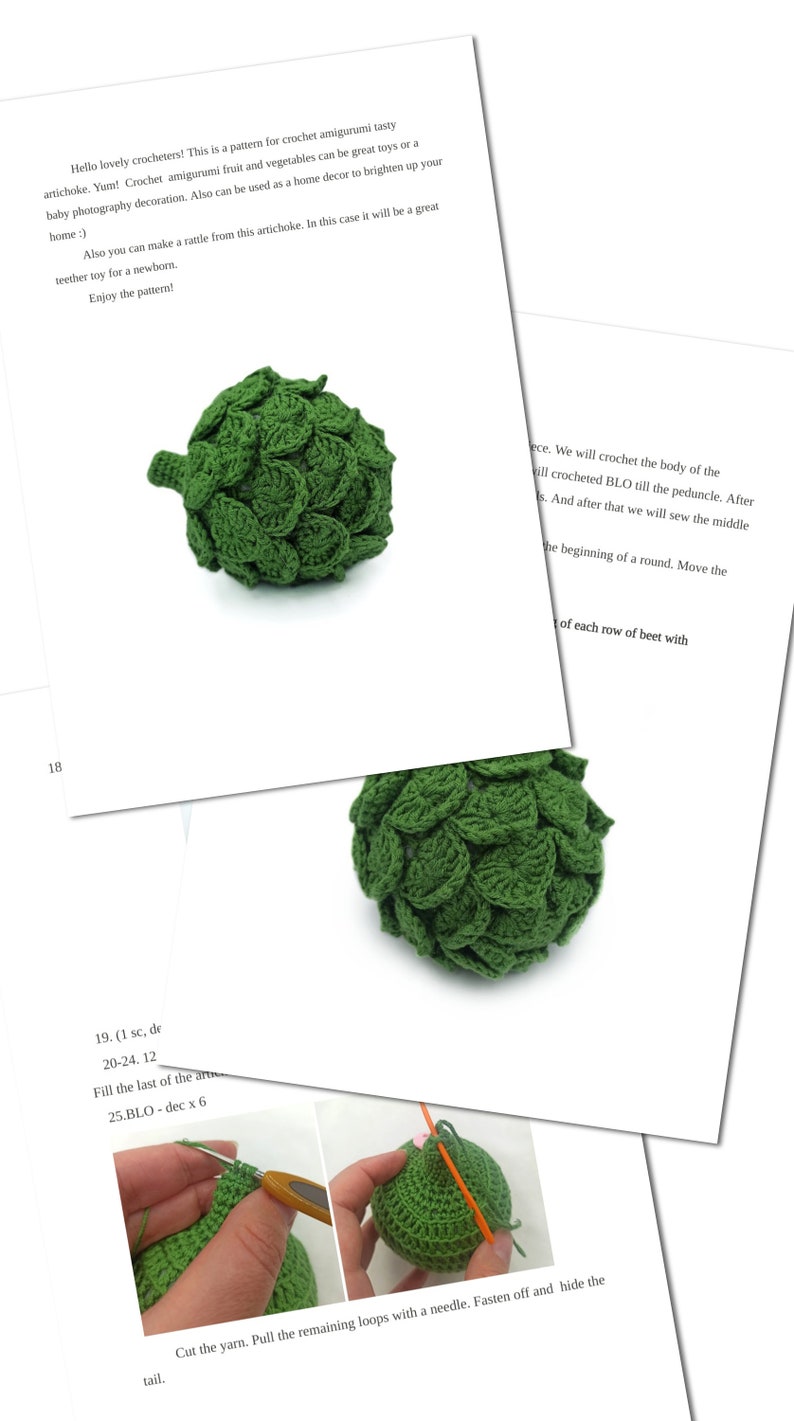 ARTICHOKE Crochet Pattern PDF - Crochet Food Pattern Amigurumi Food Play Food Pattern  Crochet Vegetables Amigurumi Patterns Tutorial