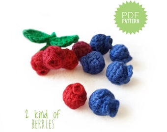 RASPBERRY & BLACKBERRY Häkelanleitungen PDF Amigurumi Food Crochet Play Food Crochet Berry häkeln Pattern Schlüsselanhänger Obst-Muster