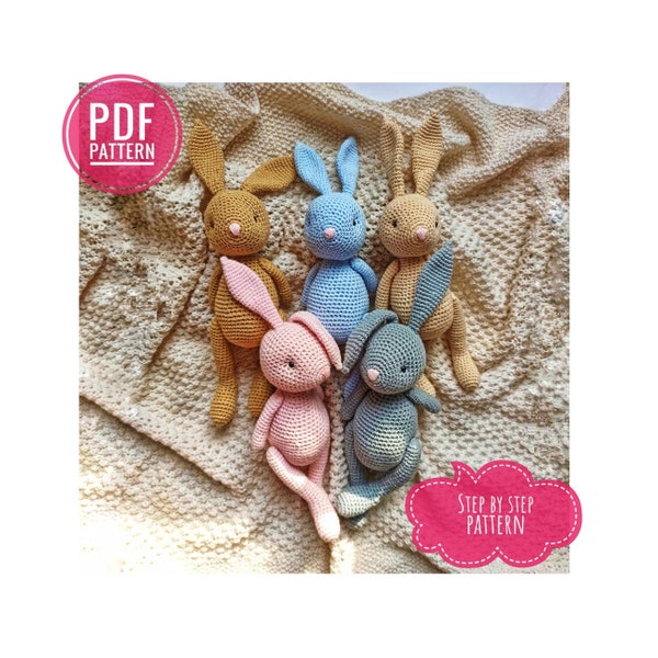 BUNNY crochet pattern PDF - Crochet rabbit doll pattern. Amigurumi bunny crochet pattern. Bunny crochet pattern stuffed toy. Easter pattern