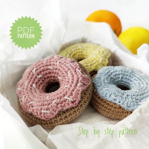 DONUT crochet pattern PDF - Crochet Food Pattern Cute Crochet Pattern Play Food Crochet Doughnut Keychain Pretend Food Amigurumi Pattern