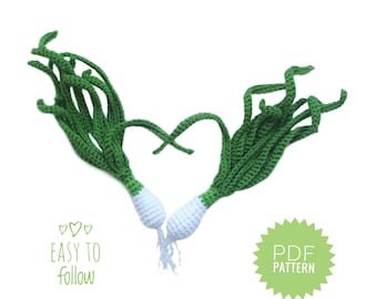 SPRING ONION Häkelanleitung PDF - Amigurumi Scallion Toy. Würfelspiel Motiv Essen Gemüse