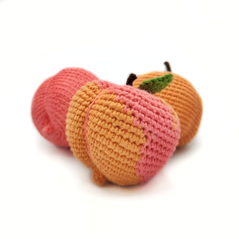 PEACH Crochet Pattern PDF - Easy Amigurumi PDF Play Kitchen Food Play Crochet Keychain Tutorial Fruit Pattern Crochet Fruit Play Food