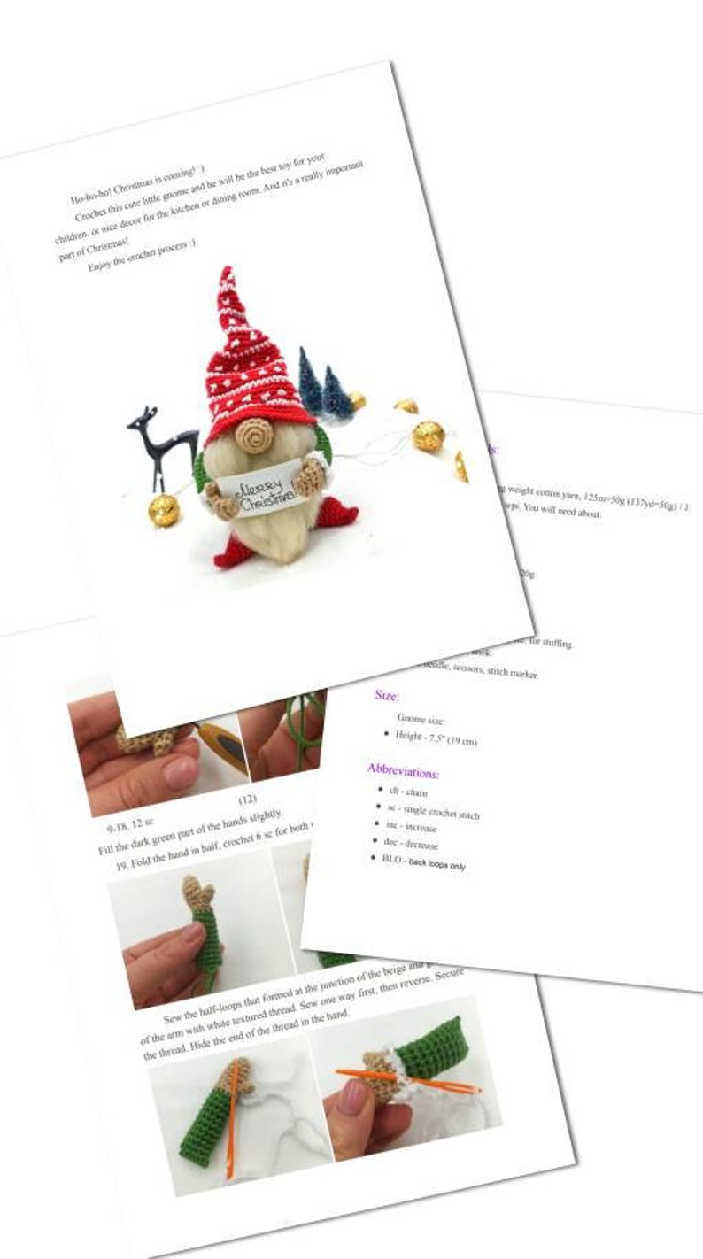 CHRISTMAS GNOME Crochet pattern PDF - Holiday Gnome Winter Gnome Xmas Crochet Pattern Scandinavian Gnome Amigurumi Pattern Christmas Crochet